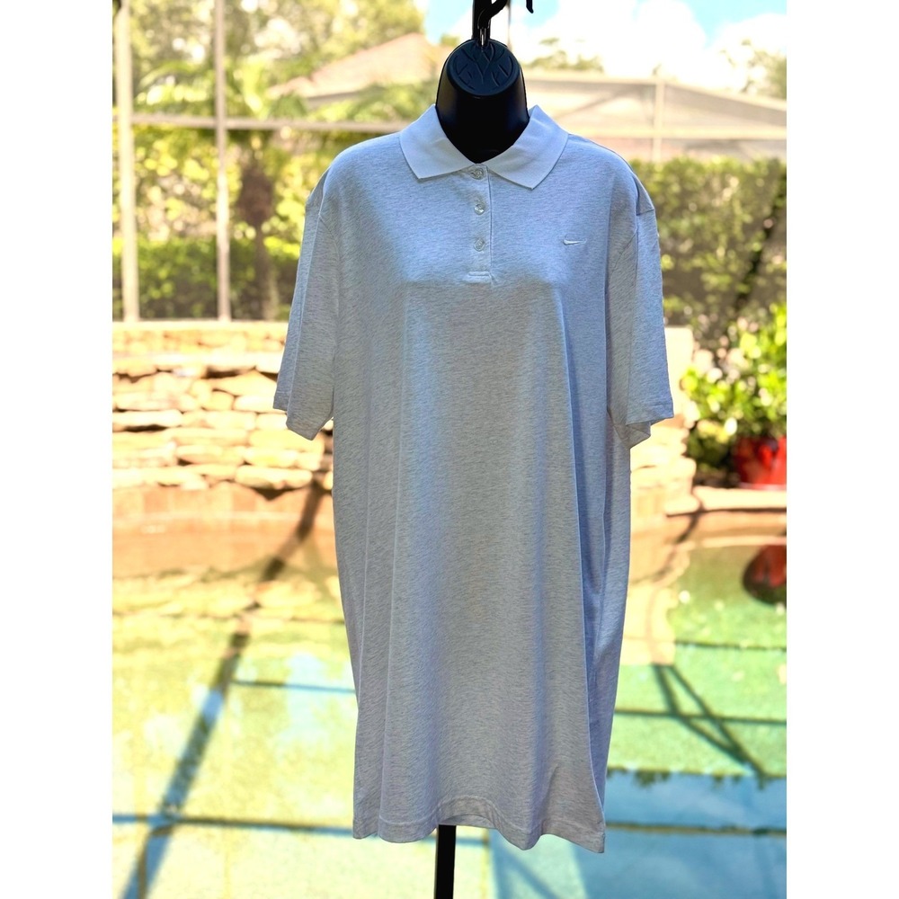 Nike Sportswear Essential Polo Dress Grey Heather HV2498-051 Womens Size L